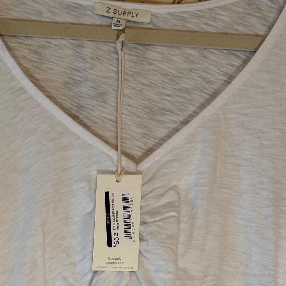 Z Supply White Ruched Anya Slub Top - Picture 4 of 4